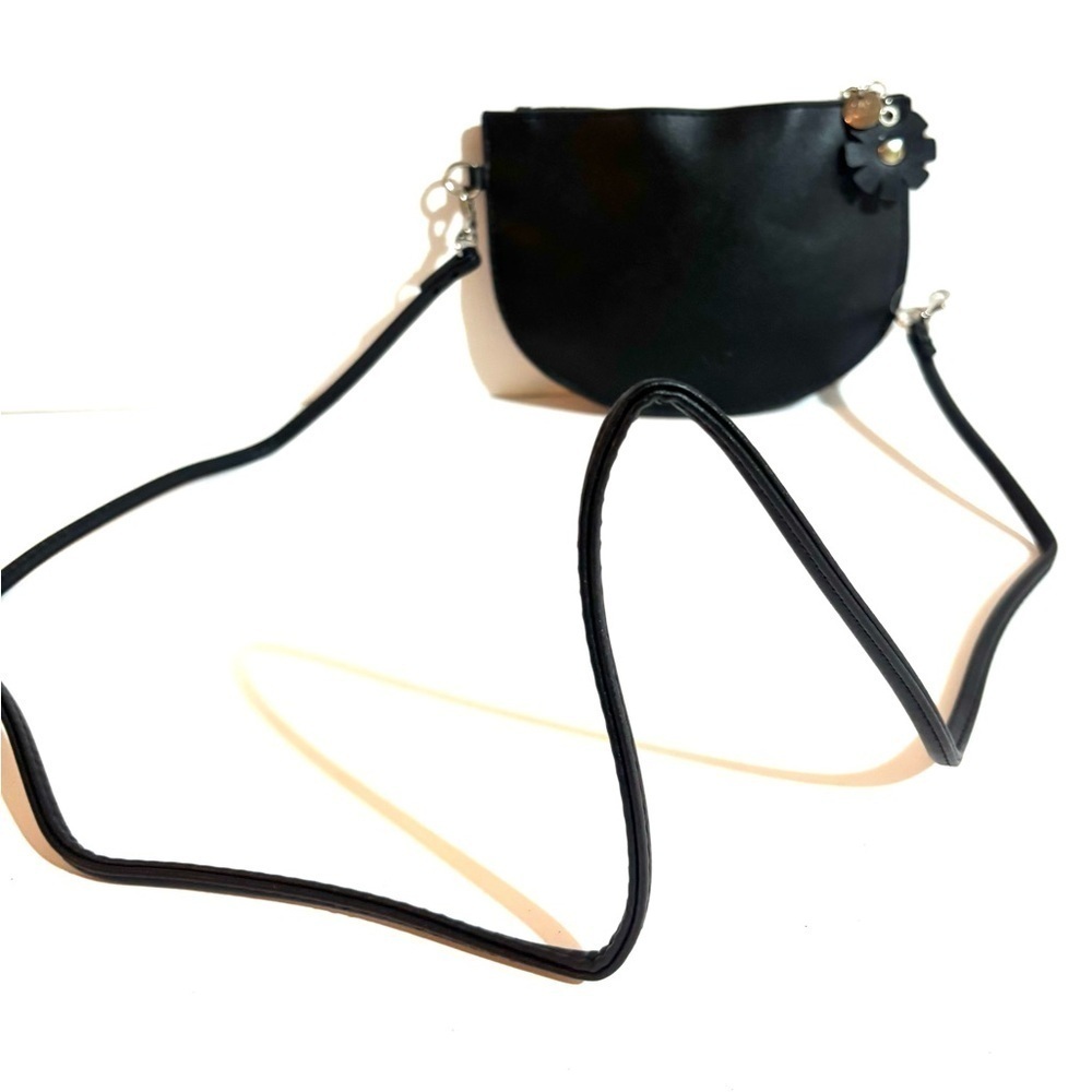 Zac posen Black mini Semi-Circular Crossbody Bag with Decorative Accent